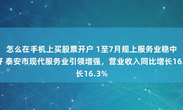 怎么在手机上买股票开户 1至7月规上服务业稳中向好 泰安市现代服务业引领增强，营业收入同比增长16.3%